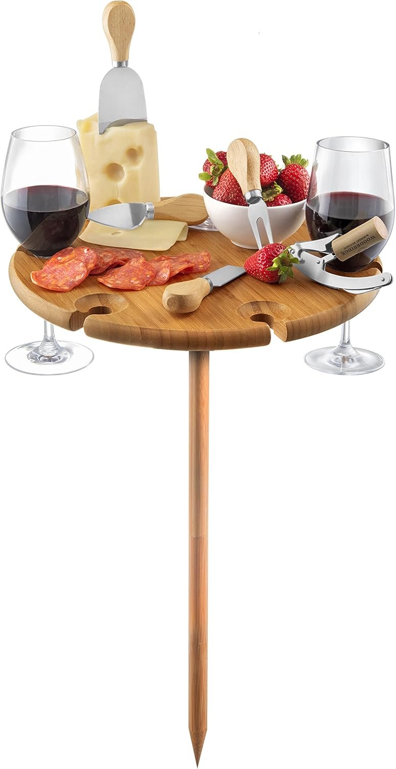 Bamboo Portable Outdoor Wine Table Set