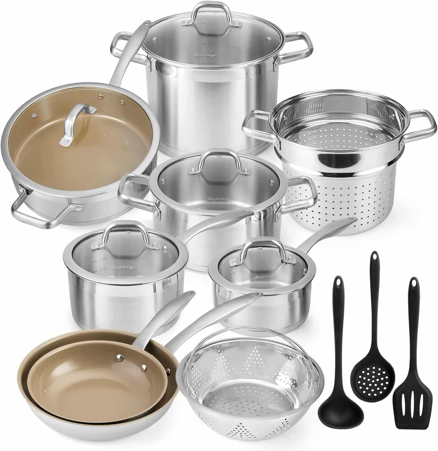 Duxtop 17-Piece Stainless Steel Ceramic Cookware Set