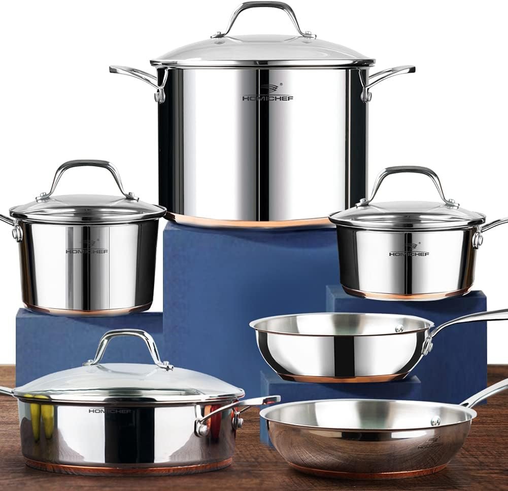 HOMI CHEF Tri-Ply Stainless Steel 10-Piece Cookware Set