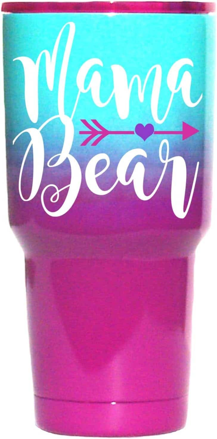 Large Mama Bear Travel Tumbler Metal Cup