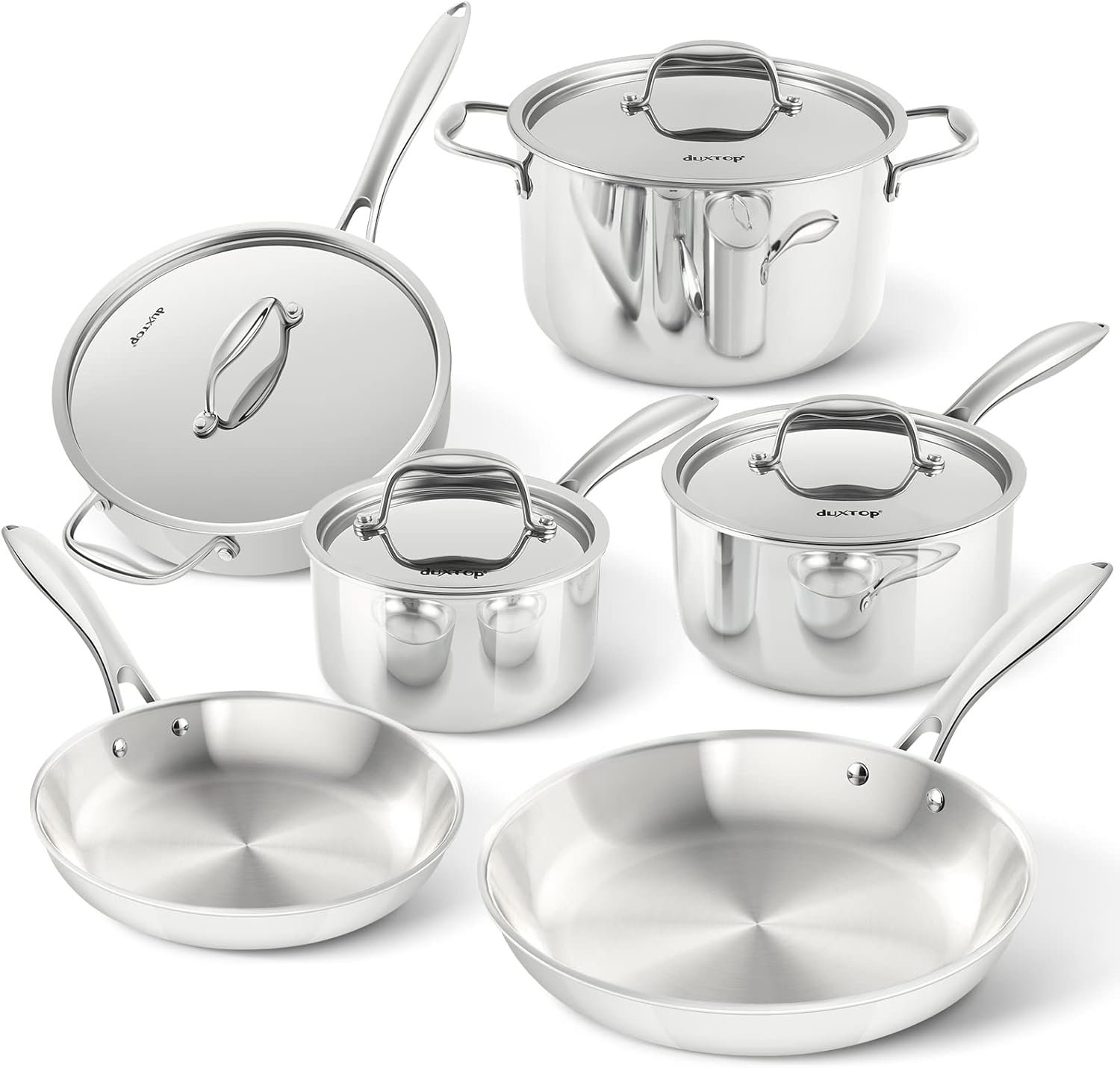Duxtop Whole-Clad Try-Ply 10-Piece Stainless Steel Set
