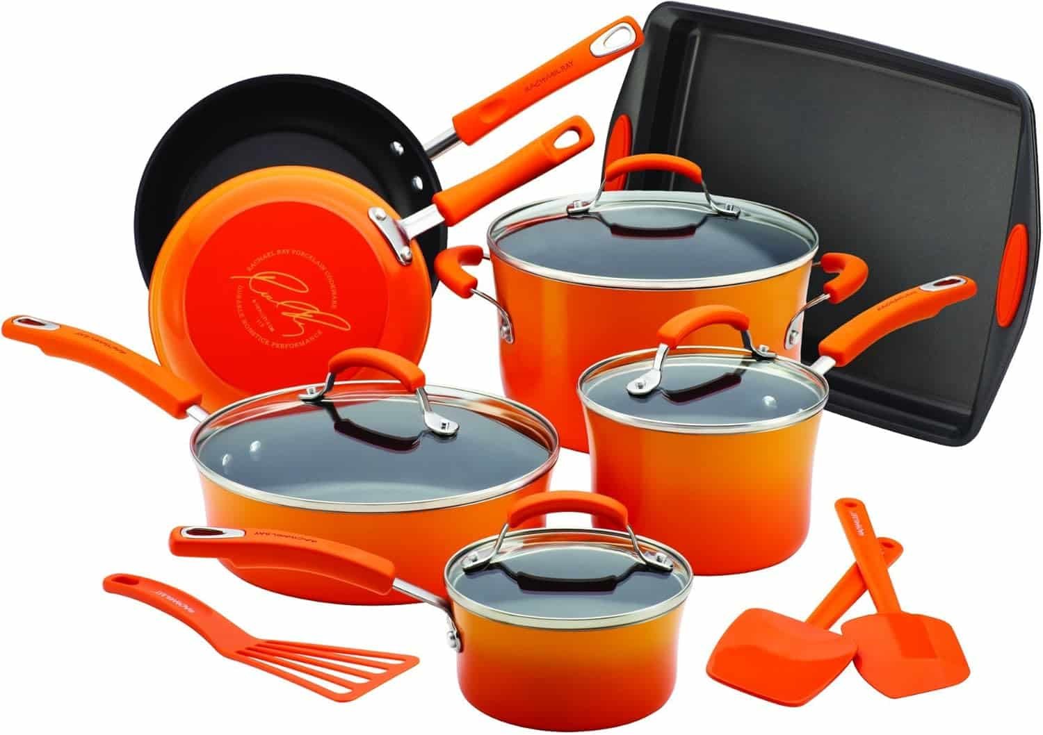 Rachael Ray Brights Nonstick Cookware Set, 14-Piece