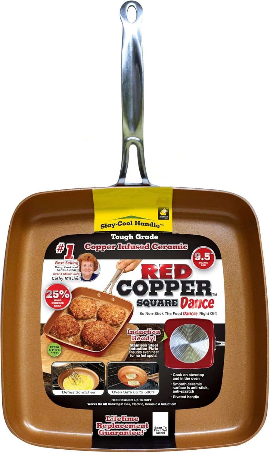 Red Copper 9.5-Inch Square Dance Pan by BulbHead